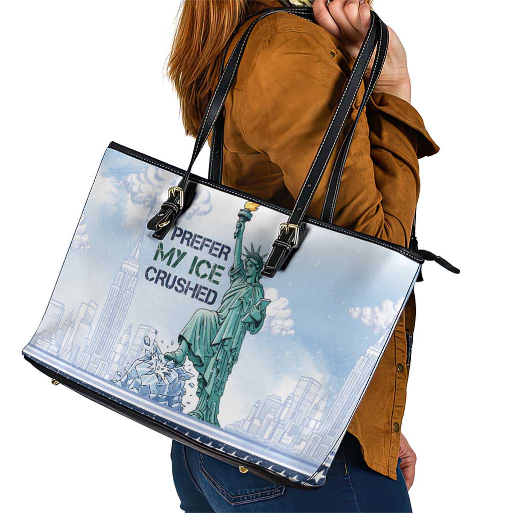 I Prefer My Ice Crushed Leather Tote Bag Retro Style