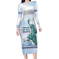 I Prefer My Ice Crushed Long Sleeve Bodycon Dress Retro Style