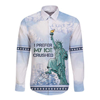 I Prefer My Ice Crushed Long Sleeve Button Shirt Retro Style