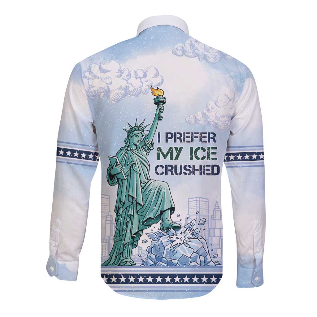 I Prefer My Ice Crushed Long Sleeve Button Shirt Retro Style
