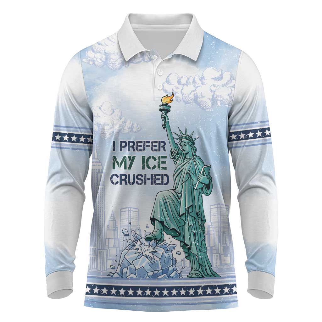 I Prefer My Ice Crushed Long Sleeve Polo Shirt Retro Style