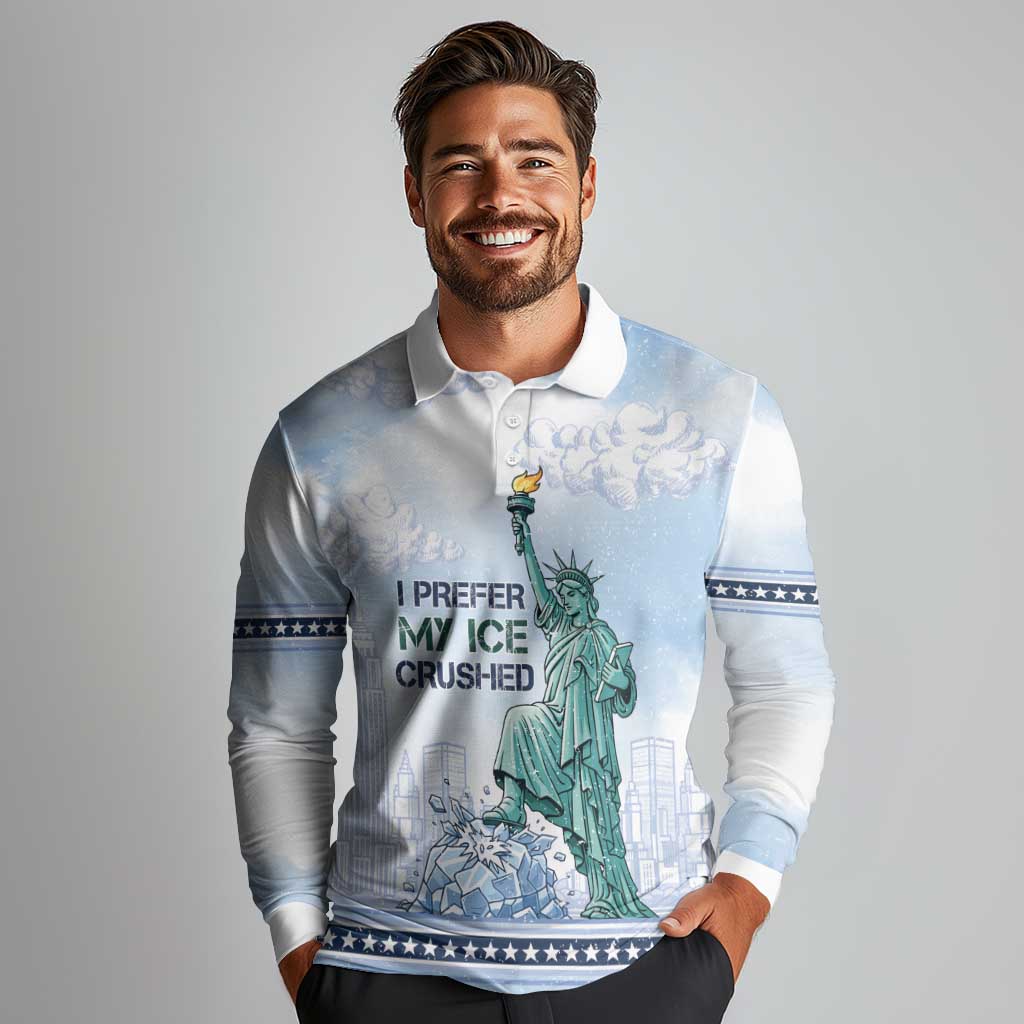 I Prefer My Ice Crushed Long Sleeve Polo Shirt Retro Style