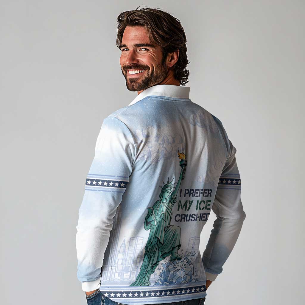 I Prefer My Ice Crushed Long Sleeve Polo Shirt Retro Style
