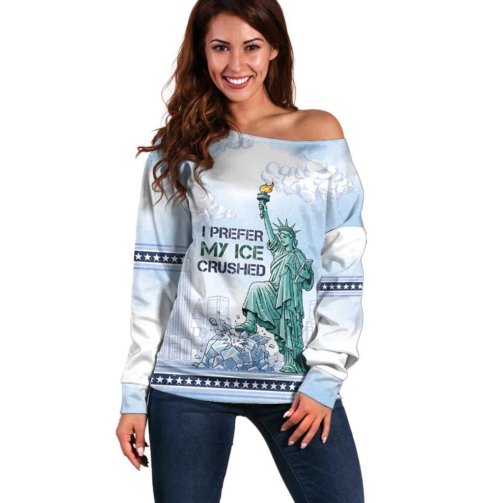 I Prefer My Ice Crushed Off Shoulder Sweater Retro Style