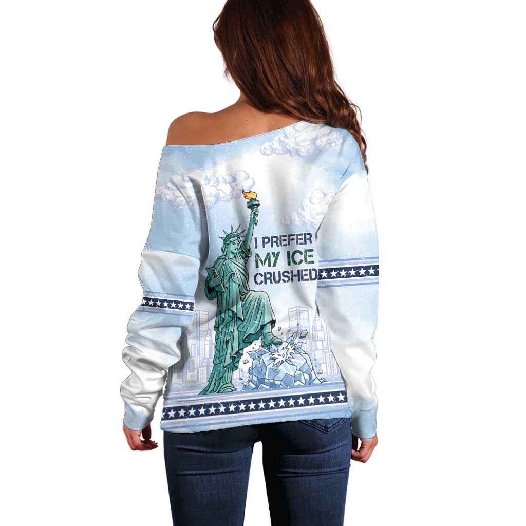 I Prefer My Ice Crushed Off Shoulder Sweater Retro Style