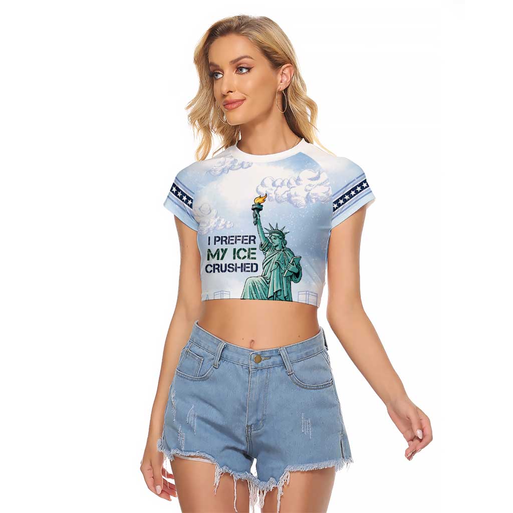 I Prefer My Ice Crushed Raglan Cropped T Shirt Retro Style