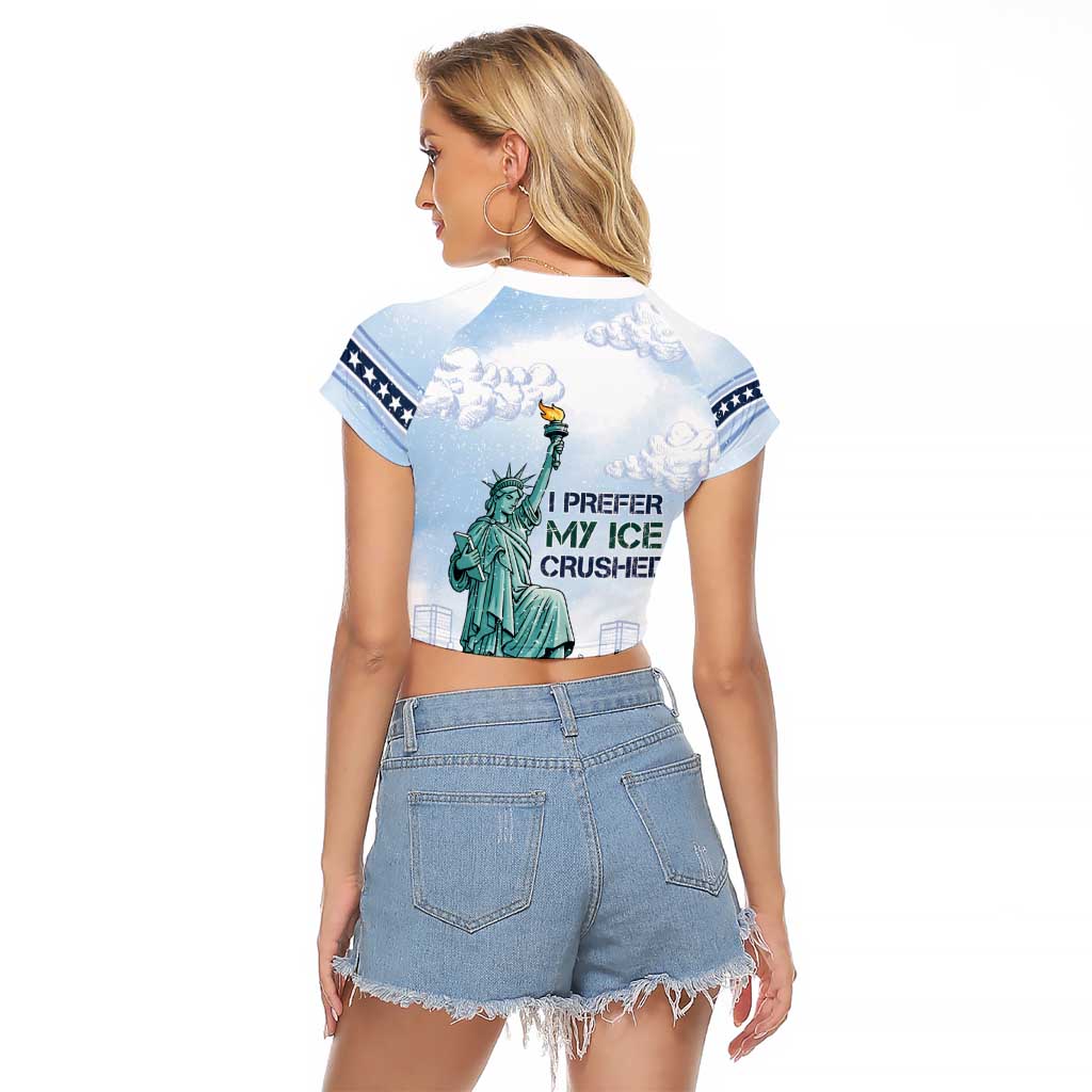 I Prefer My Ice Crushed Raglan Cropped T Shirt Retro Style