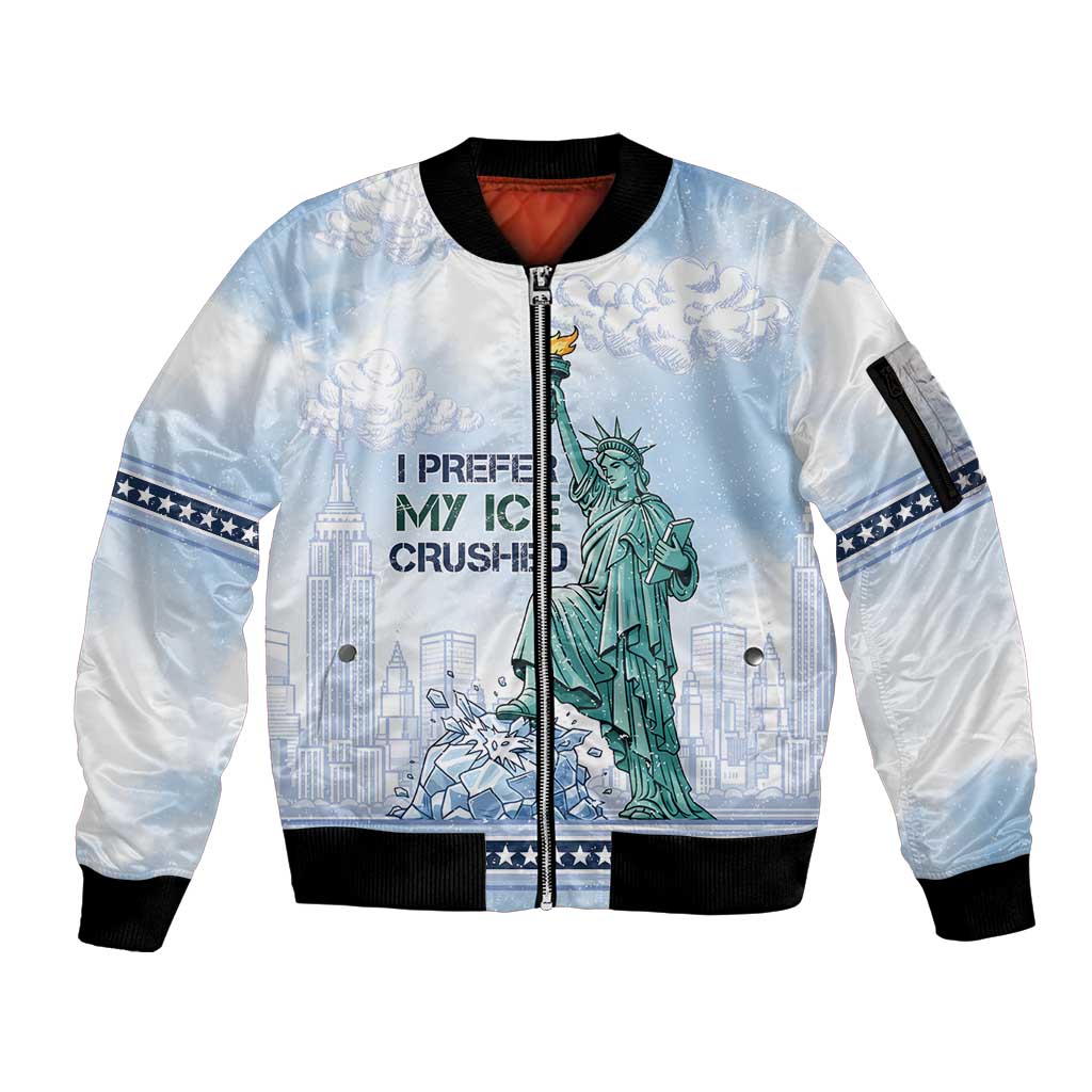 I Prefer My Ice Crushed Sleeve Zip Bomber Jacket Retro Style