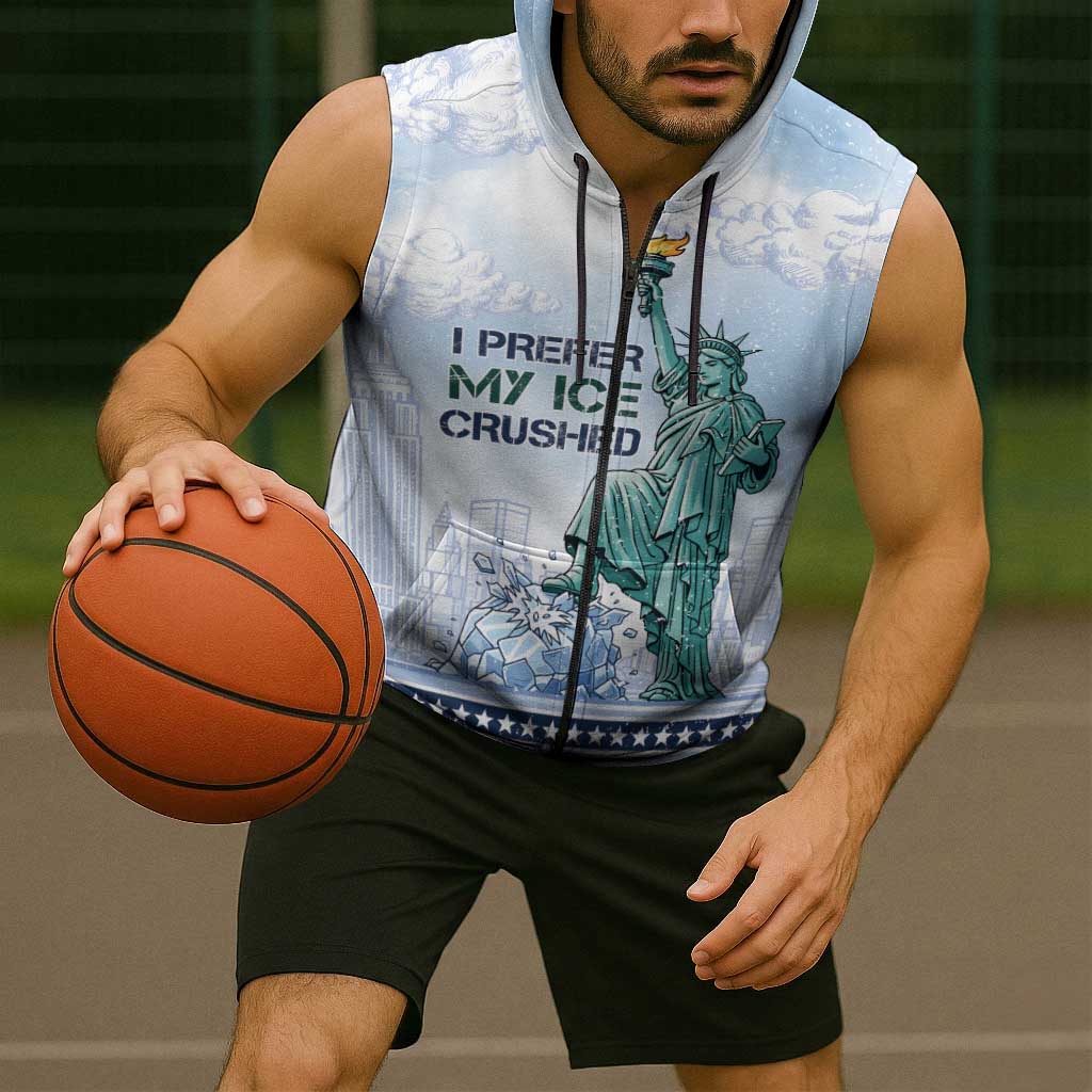 I Prefer My Ice Crushed Sleeveless Zip Hoodie Retro Style