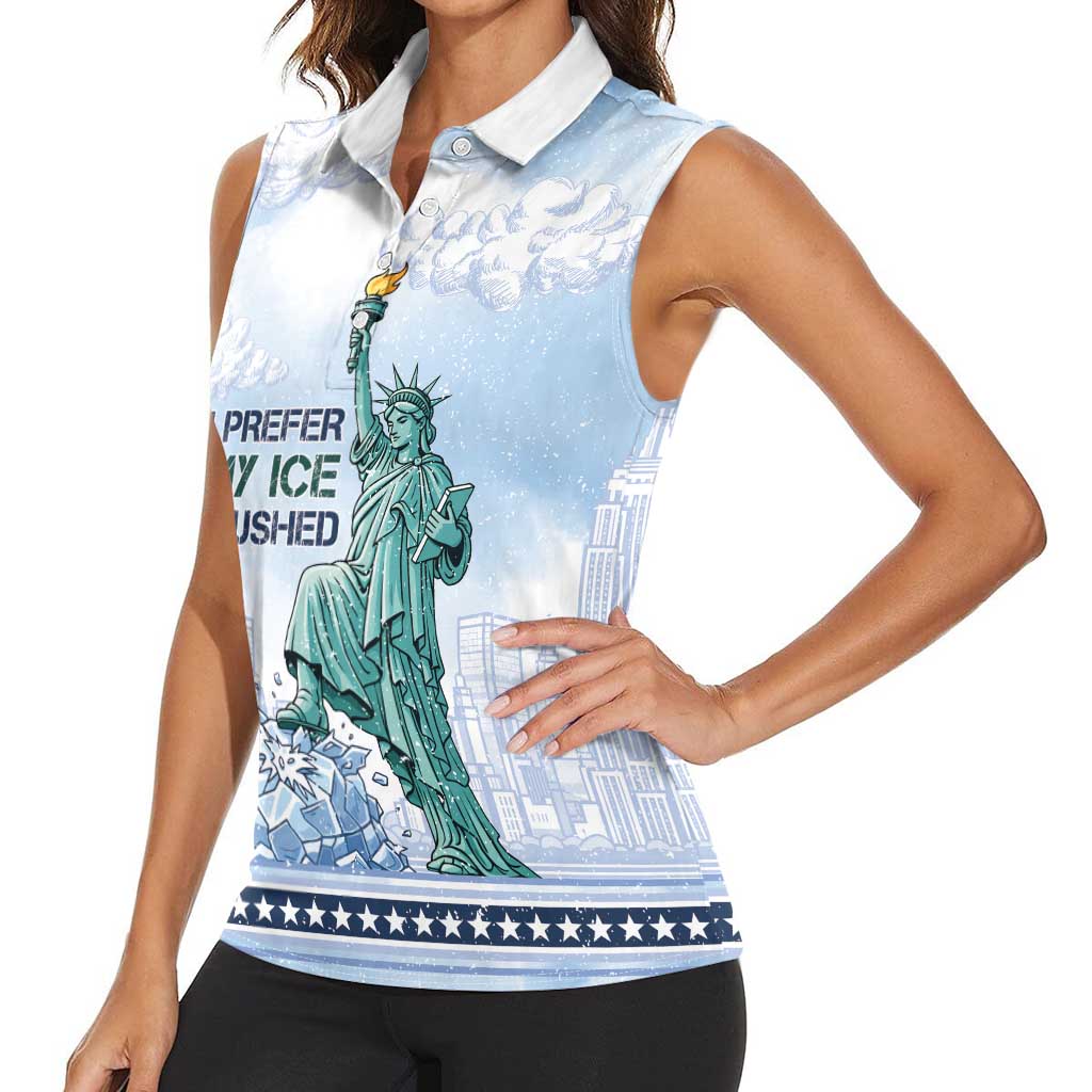 I Prefer My Ice Crushed Women Sleeveless Polo Shirt Retro Style