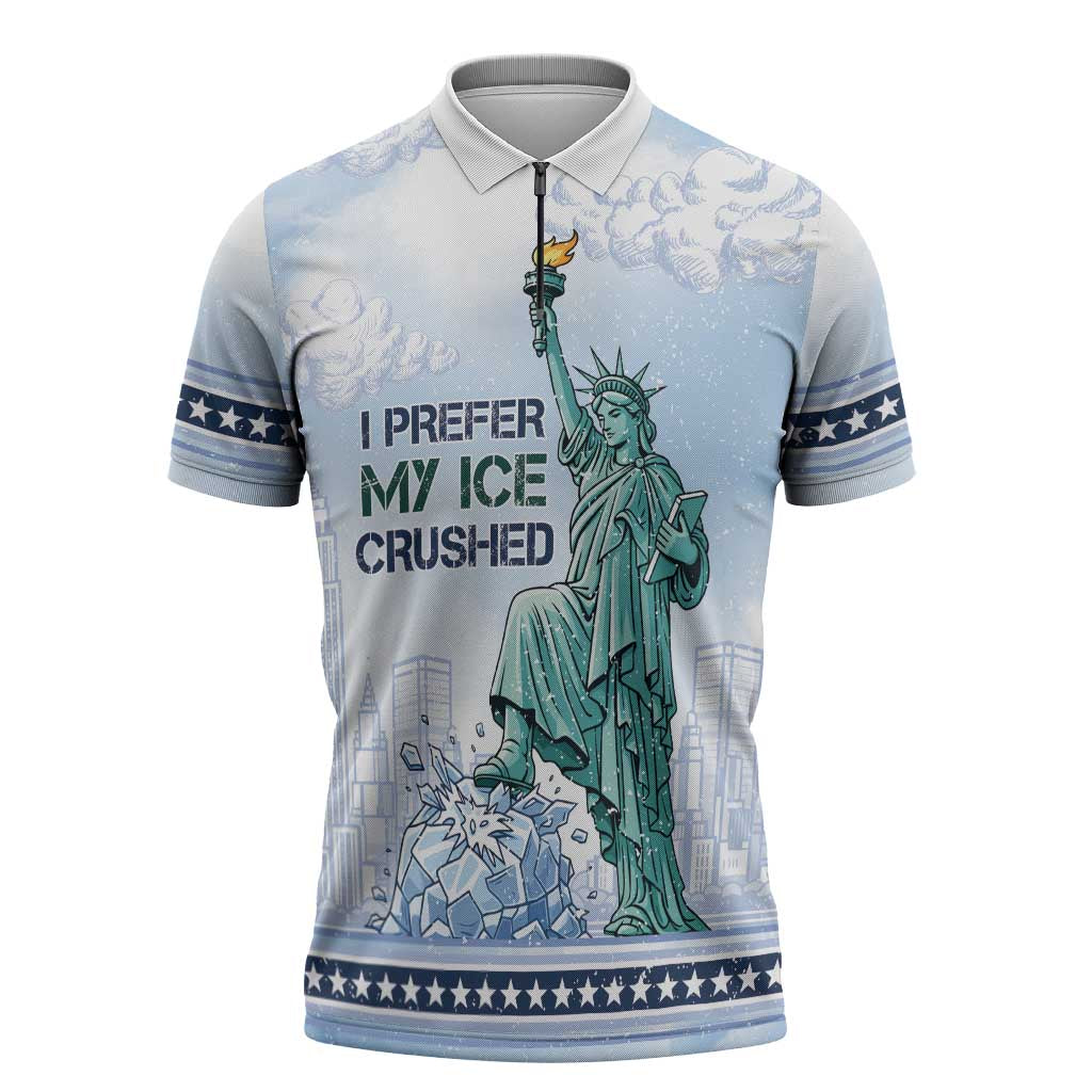I Prefer My Ice Crushed Zipper Polo Shirt Retro Style