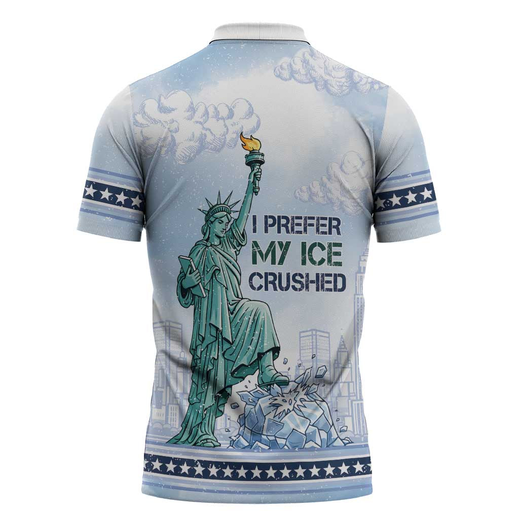 I Prefer My Ice Crushed Zipper Polo Shirt Retro Style