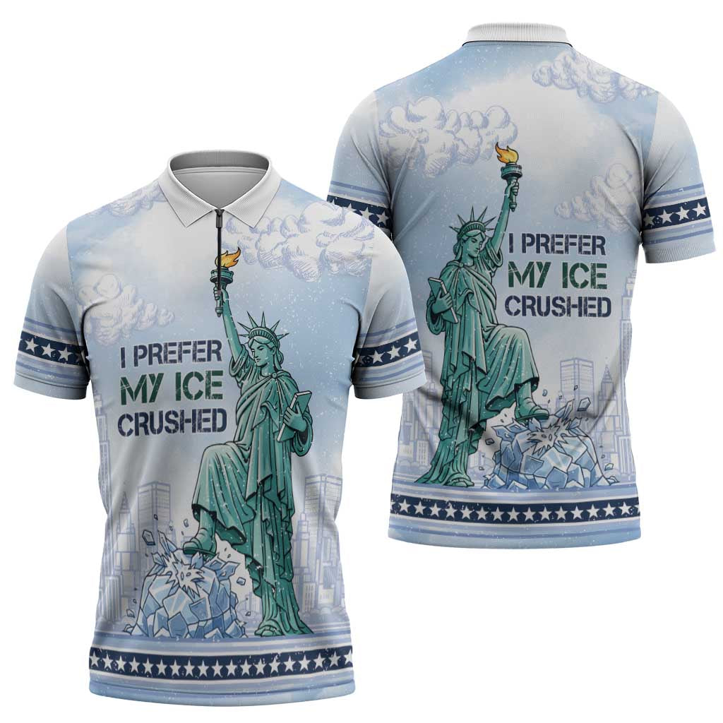 I Prefer My Ice Crushed Zipper Polo Shirt Retro Style