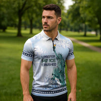 I Prefer My Ice Crushed Zipper Polo Shirt Retro Style