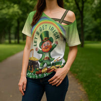 Ireland St Patricks Day Cross Shoulder Shirt Lets Get Irish