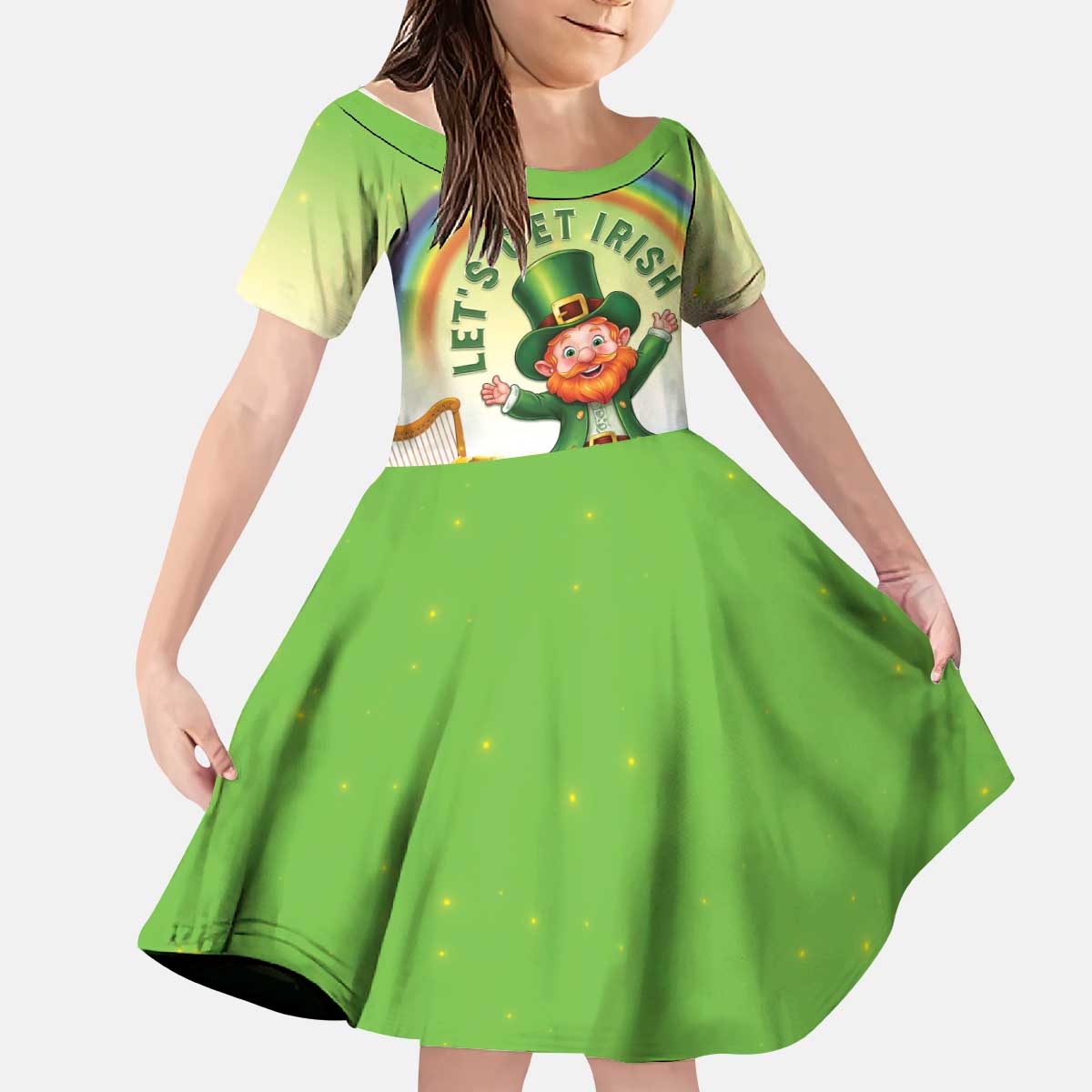 Ireland St Patricks Day Kid Short Sleeve Dress Lets Get Irish