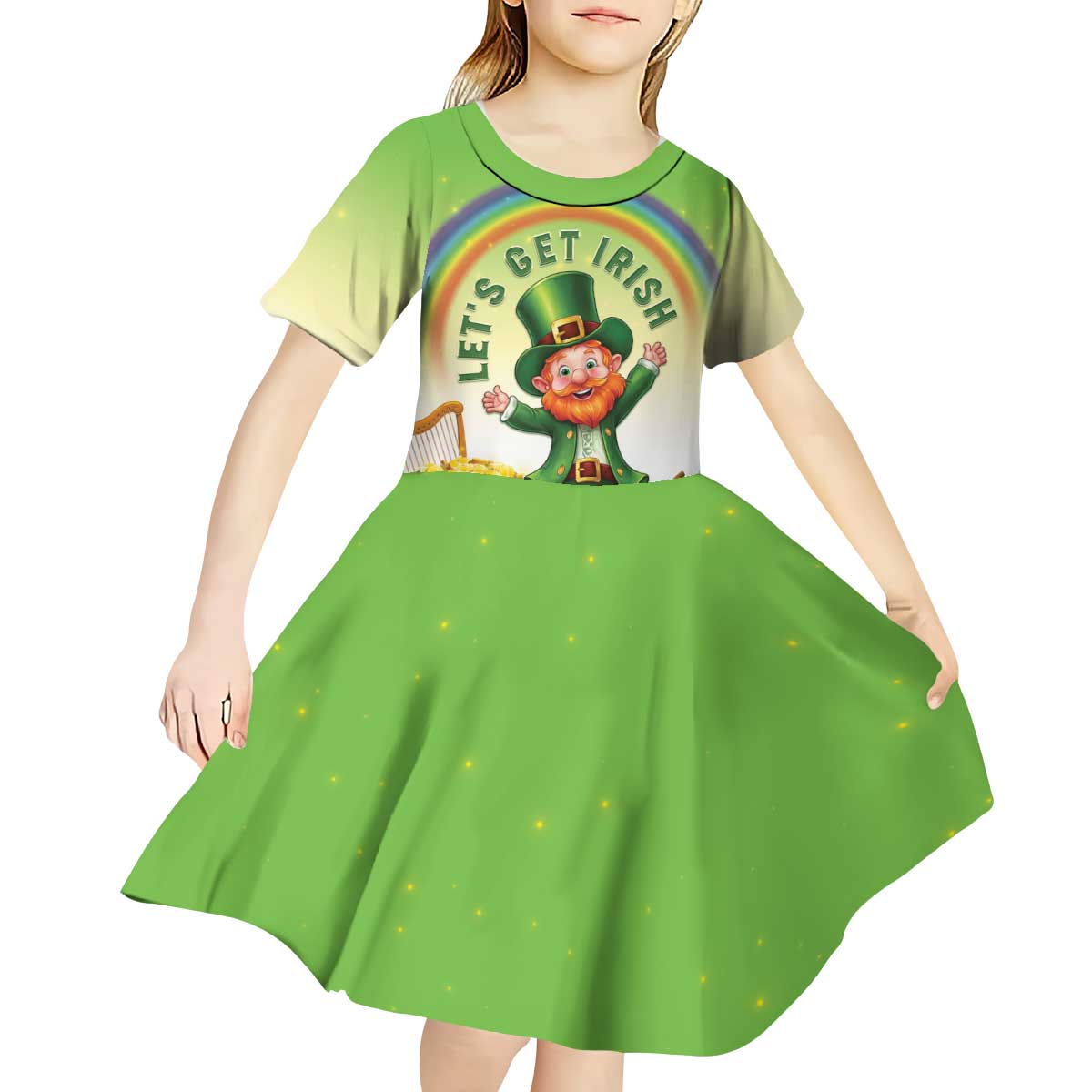 Ireland St Patricks Day Kid Short Sleeve Dress Lets Get Irish