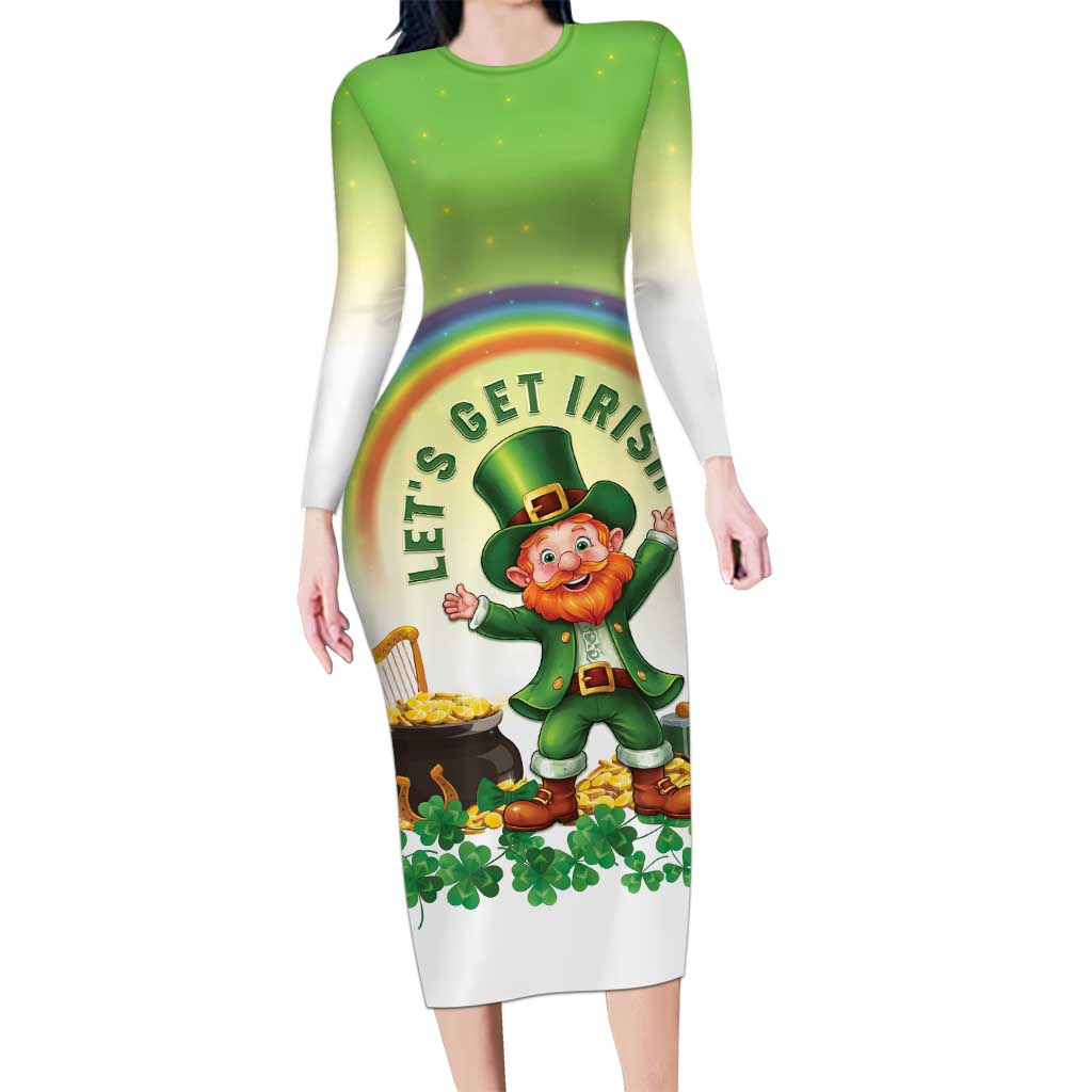 Ireland St Patricks Day Long Sleeve Bodycon Dress Lets Get Irish