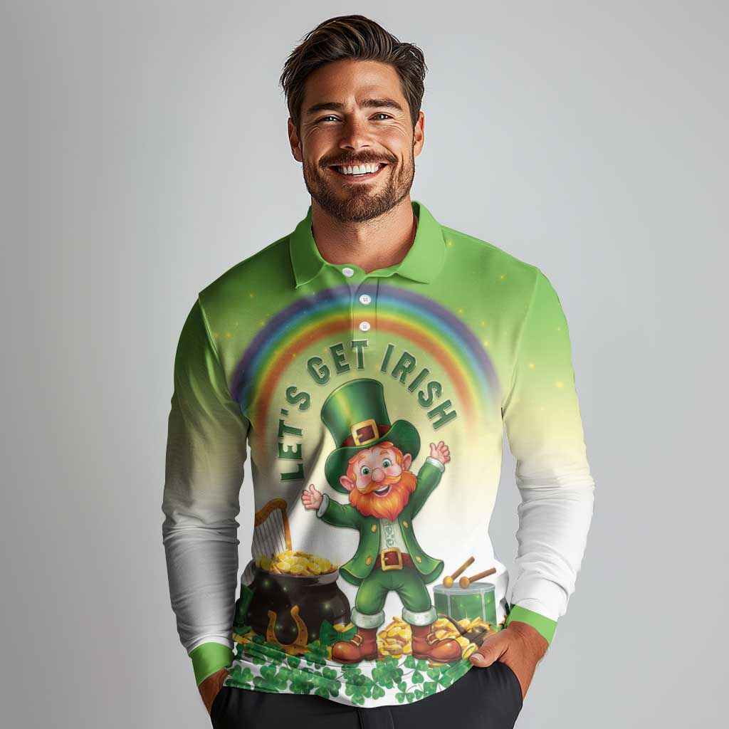 Ireland St Patricks Day Long Sleeve Polo Shirt Lets Get Irish