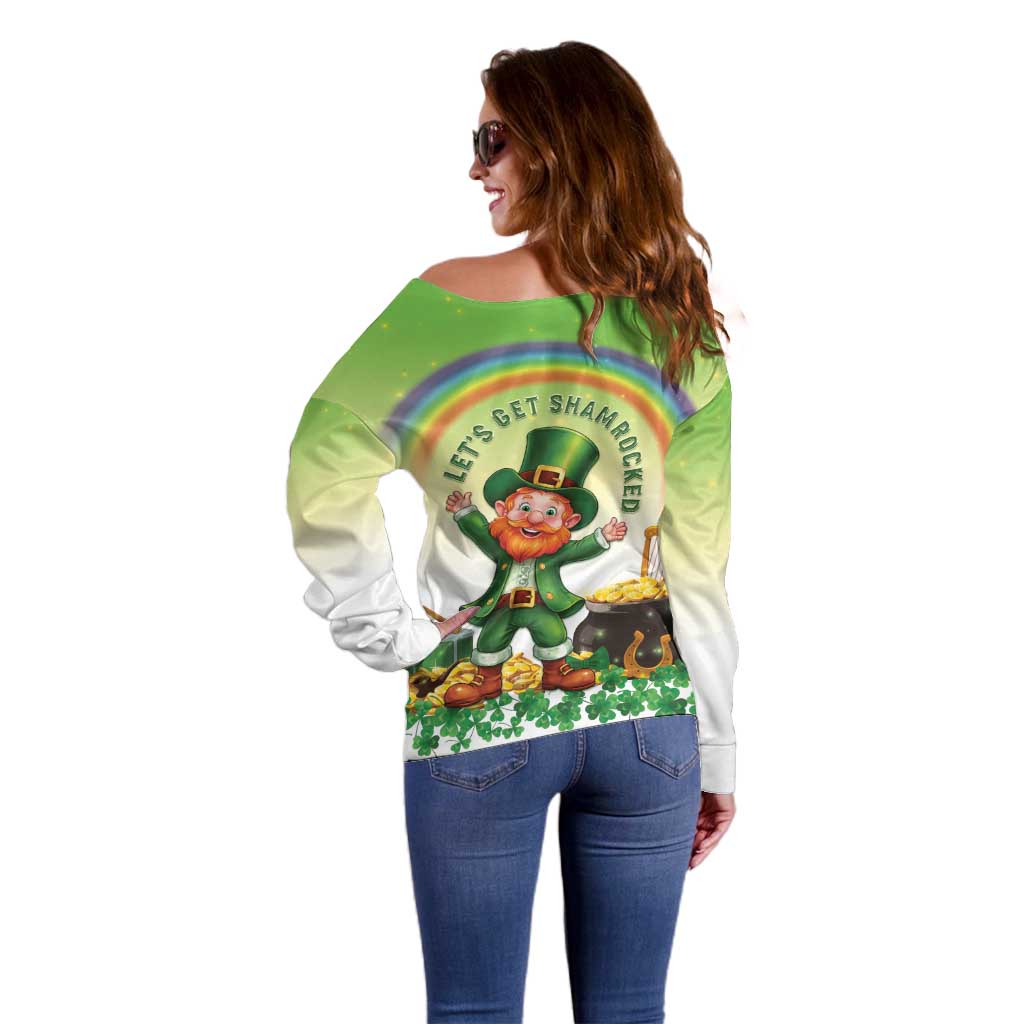 Ireland St Patricks Day Off Shoulder Sweater Lets Get Irish