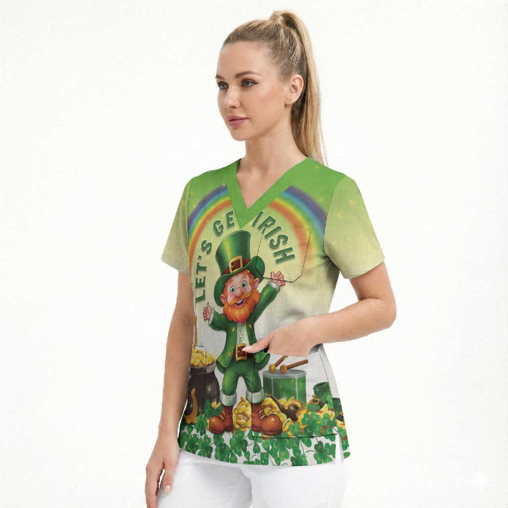 Ireland St Patricks Day Scrub Top Lets Get Irish