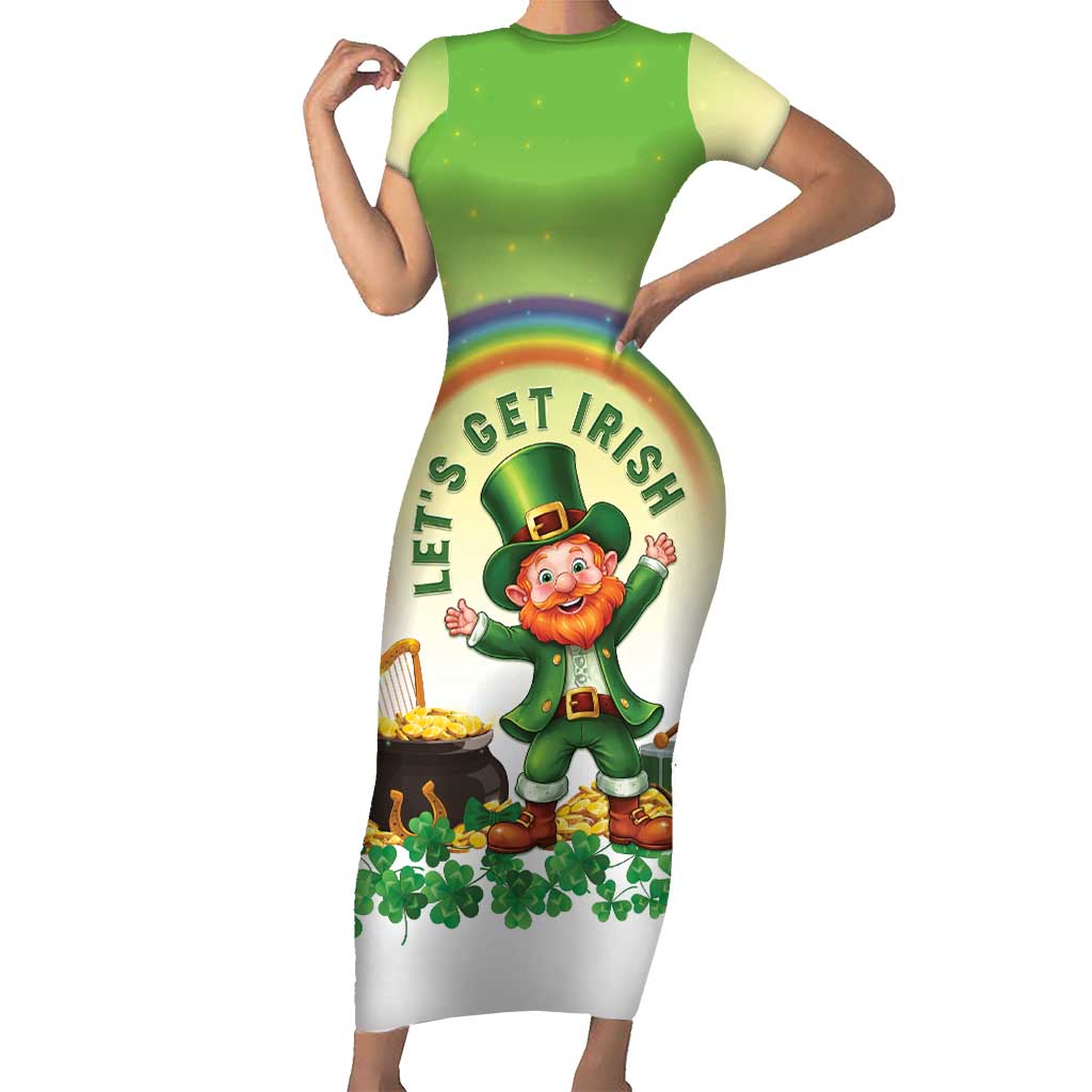 Ireland St Patricks Day Short Sleeve Bodycon Dress Lets Get Irish