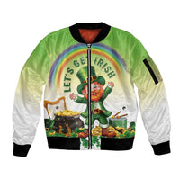 Ireland St Patricks Day Sleeve Zip Bomber Jacket Lets Get Irish