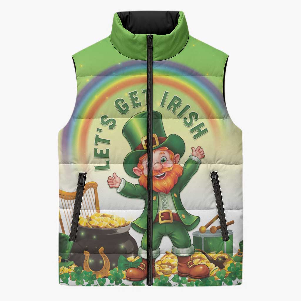 Ireland St Patricks Day Sleeveless Puffer Jacket Lets Get Irish