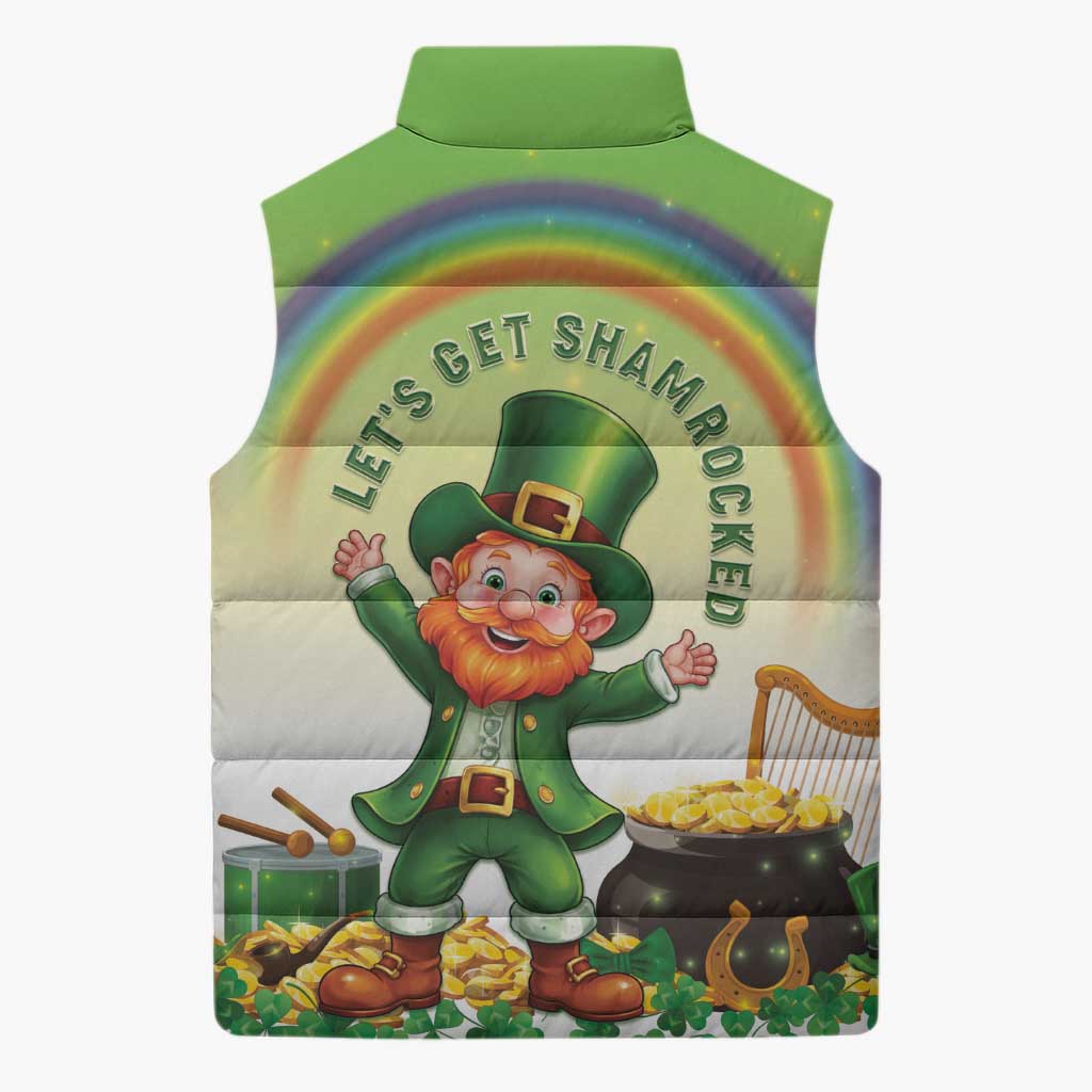 Ireland St Patricks Day Sleeveless Puffer Jacket Lets Get Irish