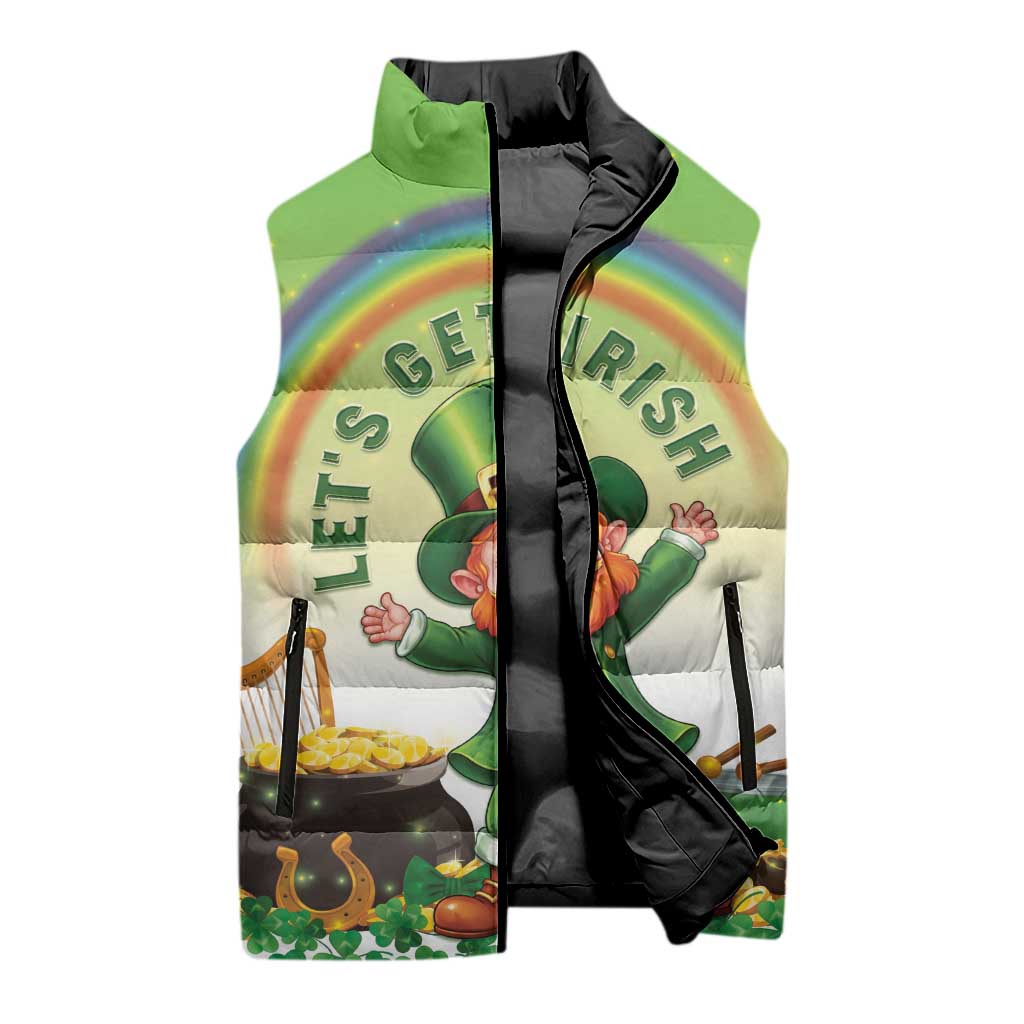 Ireland St Patricks Day Sleeveless Puffer Jacket Lets Get Irish