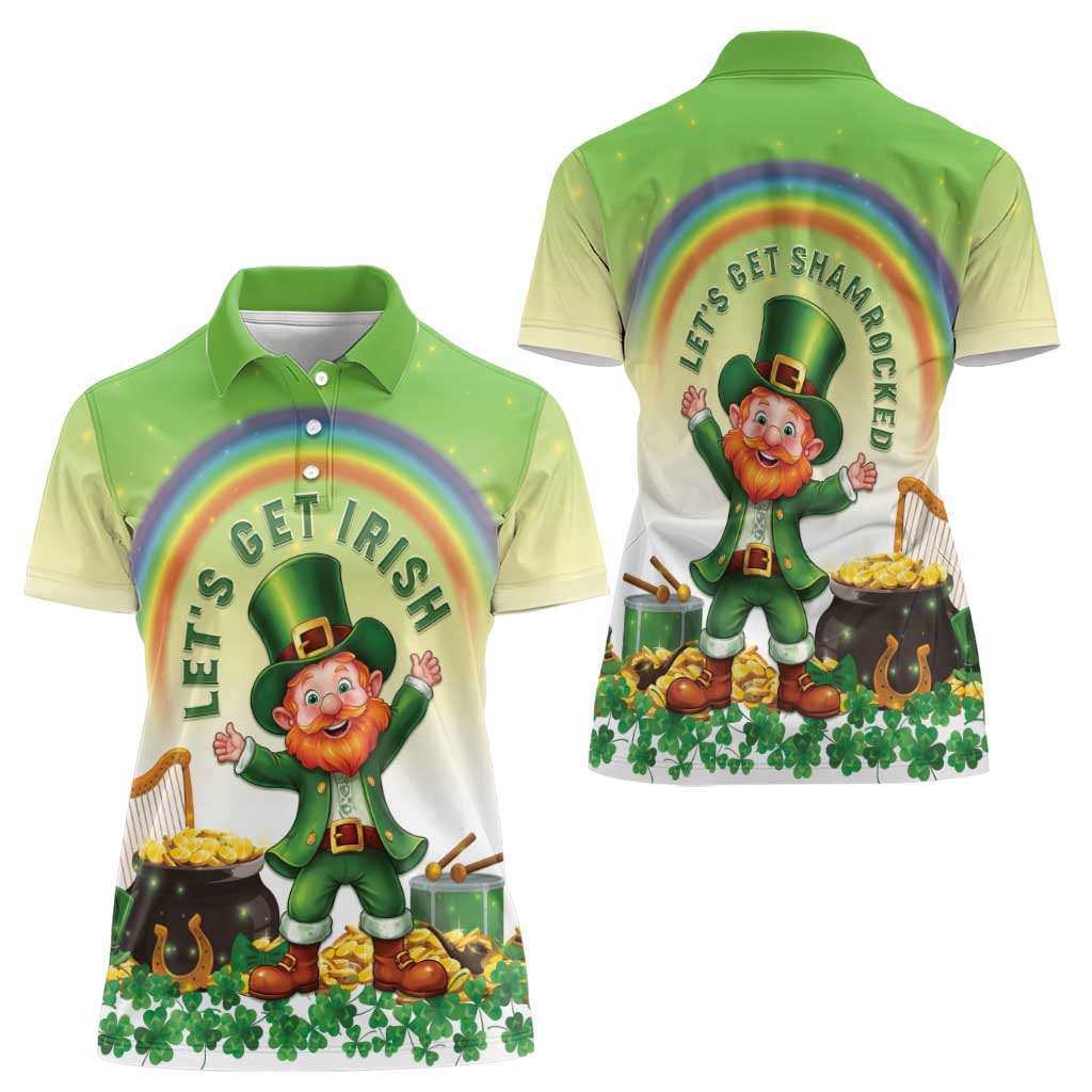Ireland St Patricks Day Women Polo Shirt Lets Get Irish
