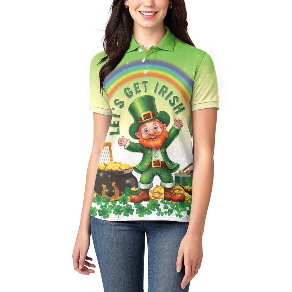 Ireland St Patricks Day Women Polo Shirt Lets Get Irish
