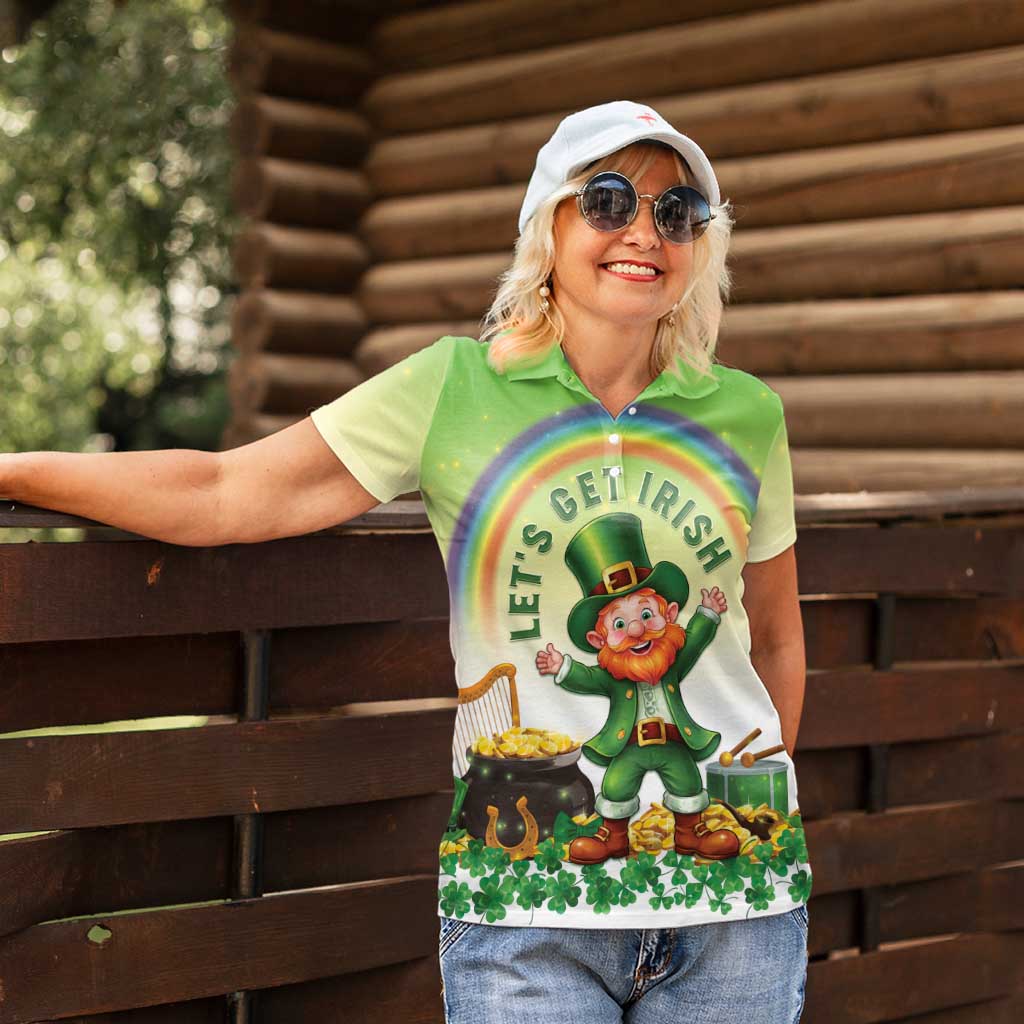 Ireland St Patricks Day Women Polo Shirt Lets Get Irish