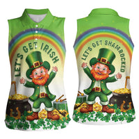 Ireland St Patricks Day Women Sleeveless Polo Shirt Lets Get Irish