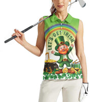 Ireland St Patricks Day Women Sleeveless Polo Shirt Lets Get Irish