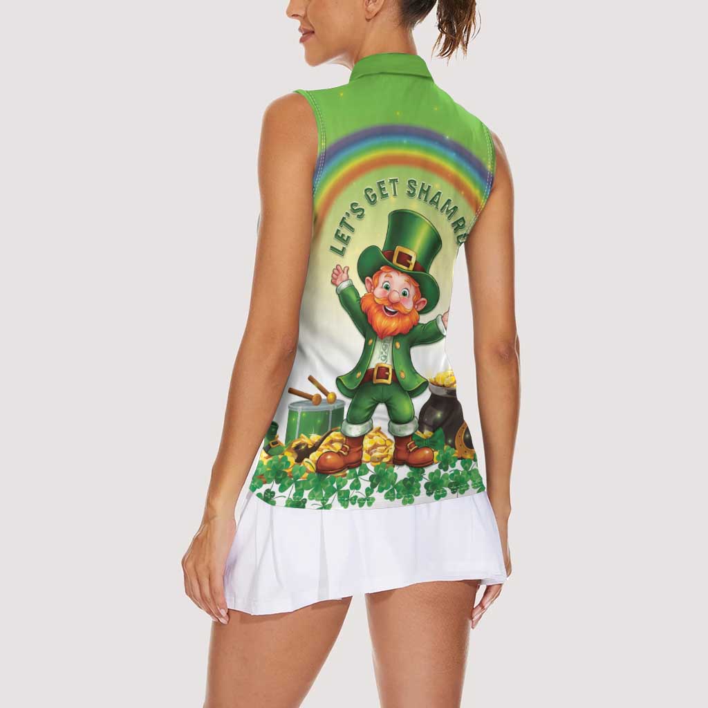 Ireland St Patricks Day Women Sleeveless Polo Shirt Lets Get Irish