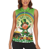 Ireland St Patricks Day Women Sleeveless Polo Shirt Lets Get Irish