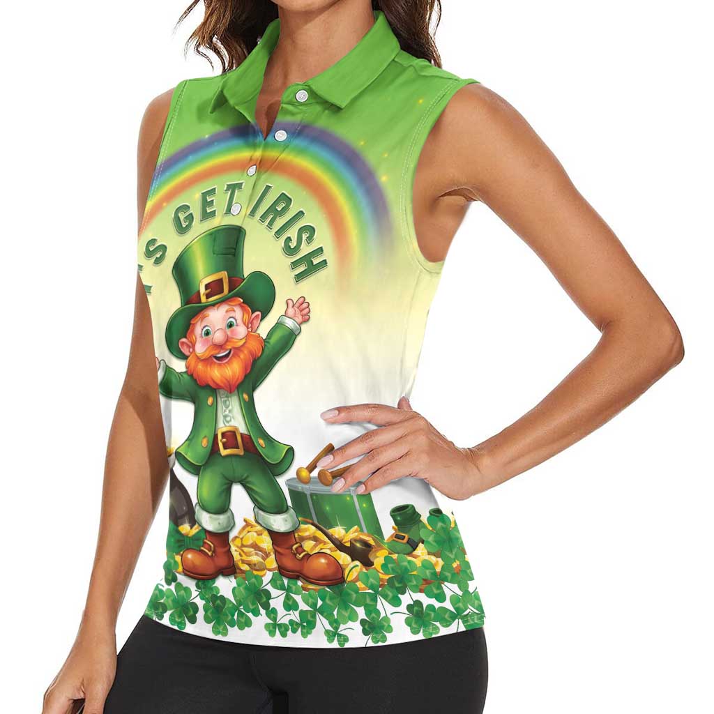 Ireland St Patricks Day Women Sleeveless Polo Shirt Lets Get Irish
