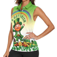 Ireland St Patricks Day Women Sleeveless Polo Shirt Lets Get Irish