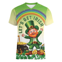Ireland St Patricks Day Women V-Neck T-Shirt Lets Get Irish