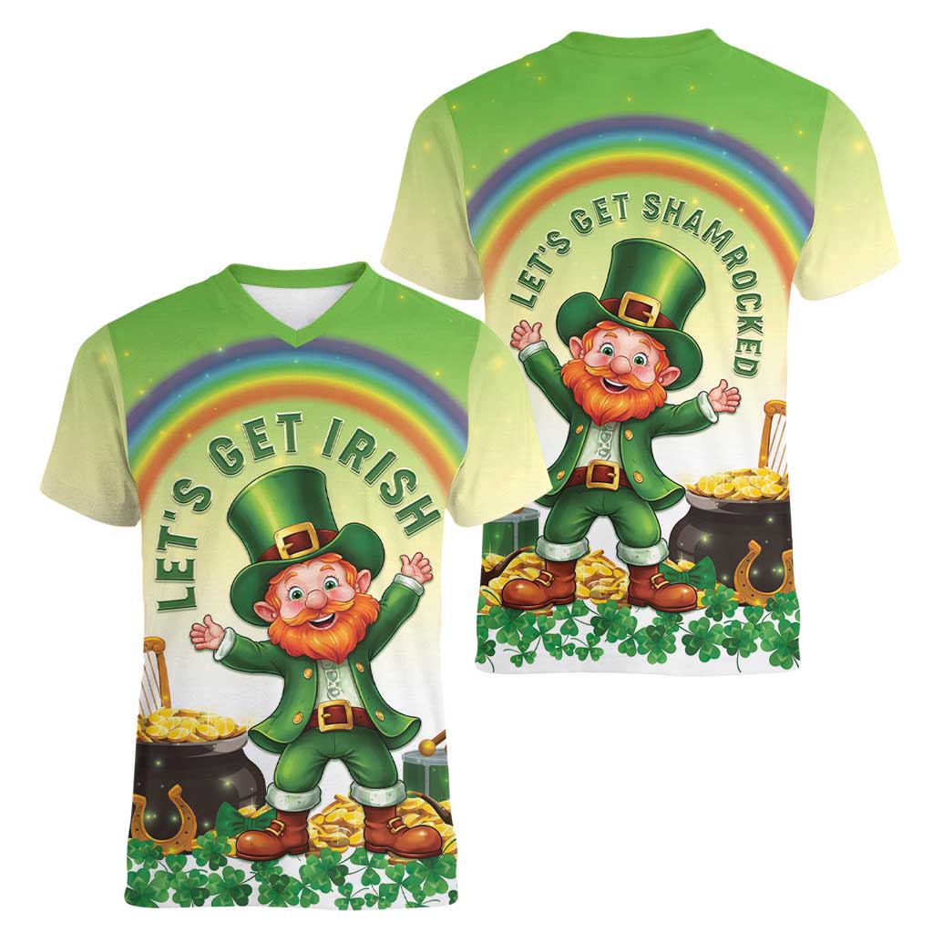 Ireland St Patricks Day Women V-Neck T-Shirt Lets Get Irish