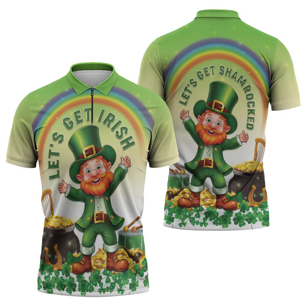 Ireland St Patricks Day Zipper Polo Shirt Lets Get Irish