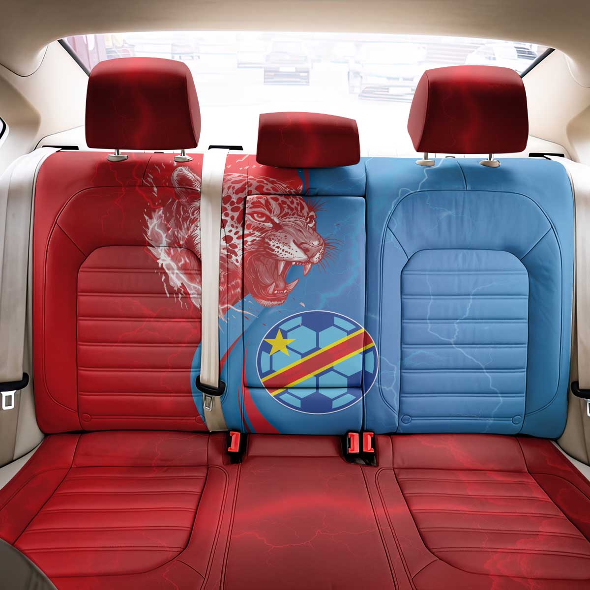 Football 2026 DR Congo Leopards Back Car Seat Cover Lightning Style
