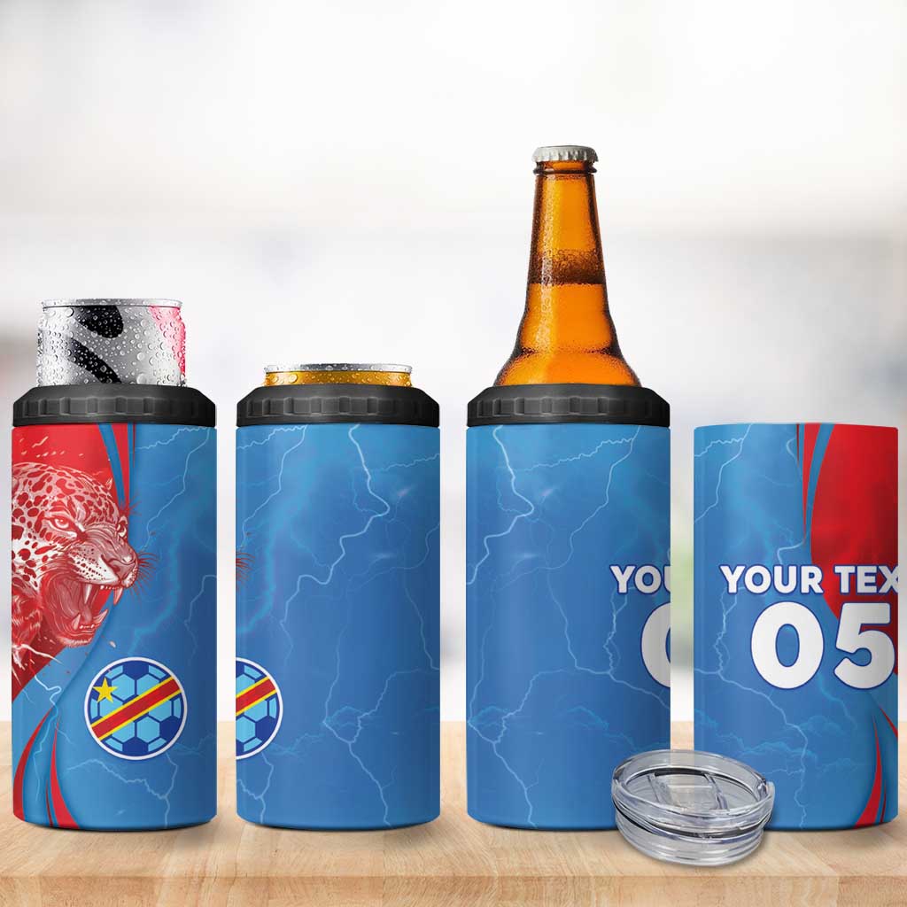 Custom Football 2026 DR Congo Leopards 4 in 1 Can Cooler Tumbler Lightning Style