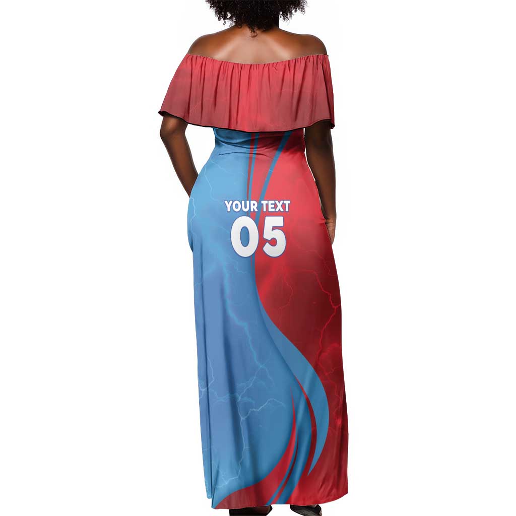 Custom Football 2026 DR Congo Leopards Off Shoulder Maxi Dress Lightning Style