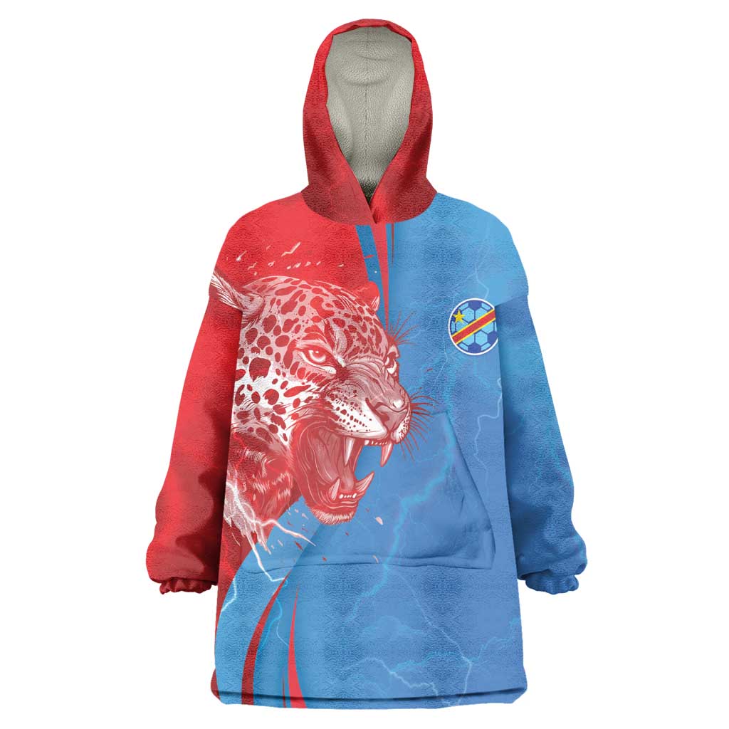 Custom Football 2026 DR Congo Leopards Wearable Blanket Hoodie Lightning Style