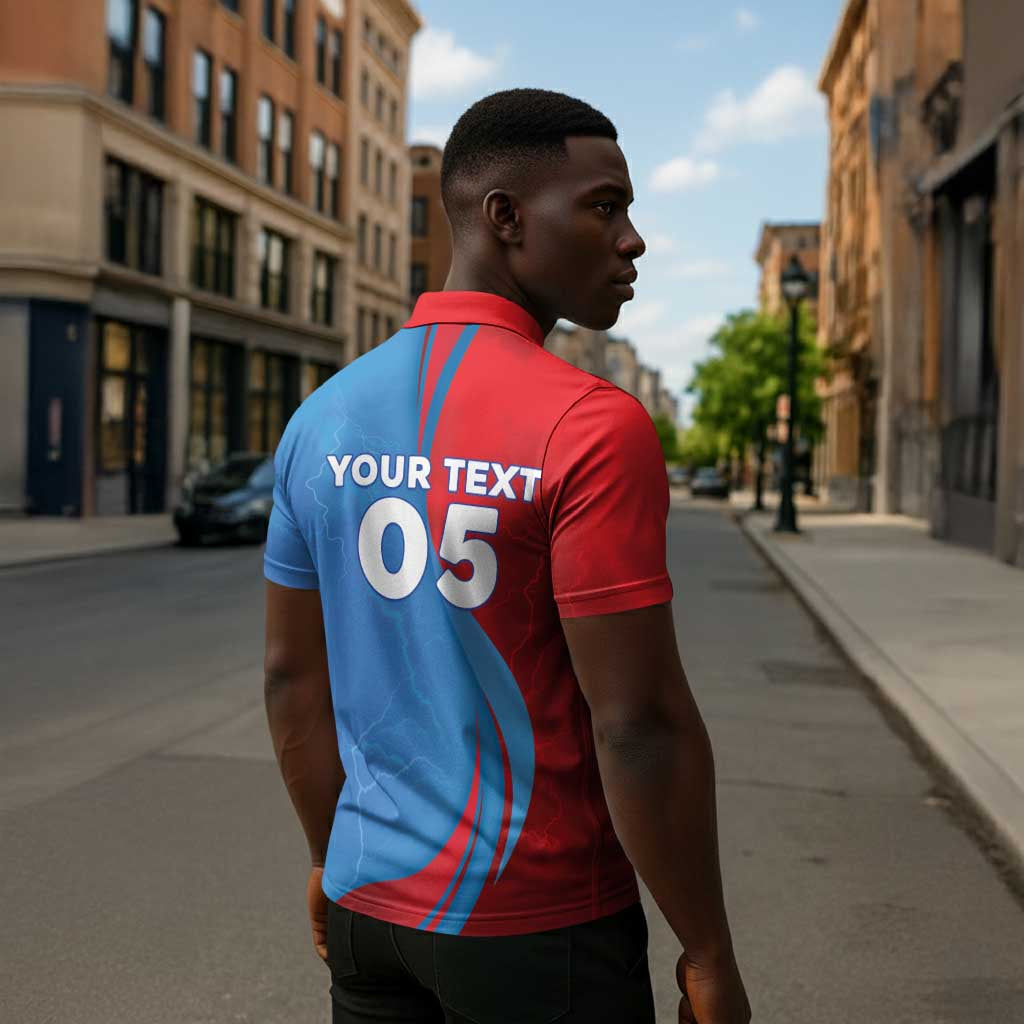 Custom Football 2026 DR Congo Leopards Zipper Polo Shirt Lightning Style