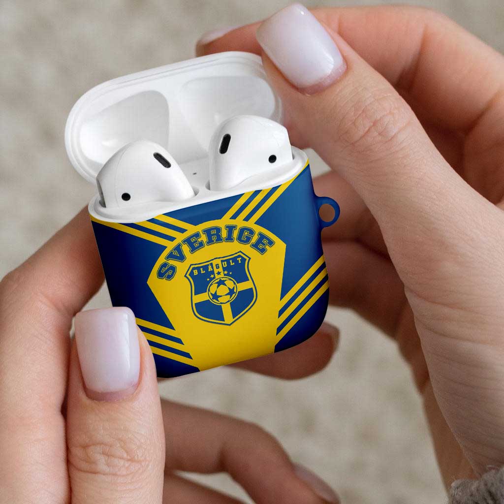 Football 2026 Sweden AirPods Case Sverige Blagult Sporty Style