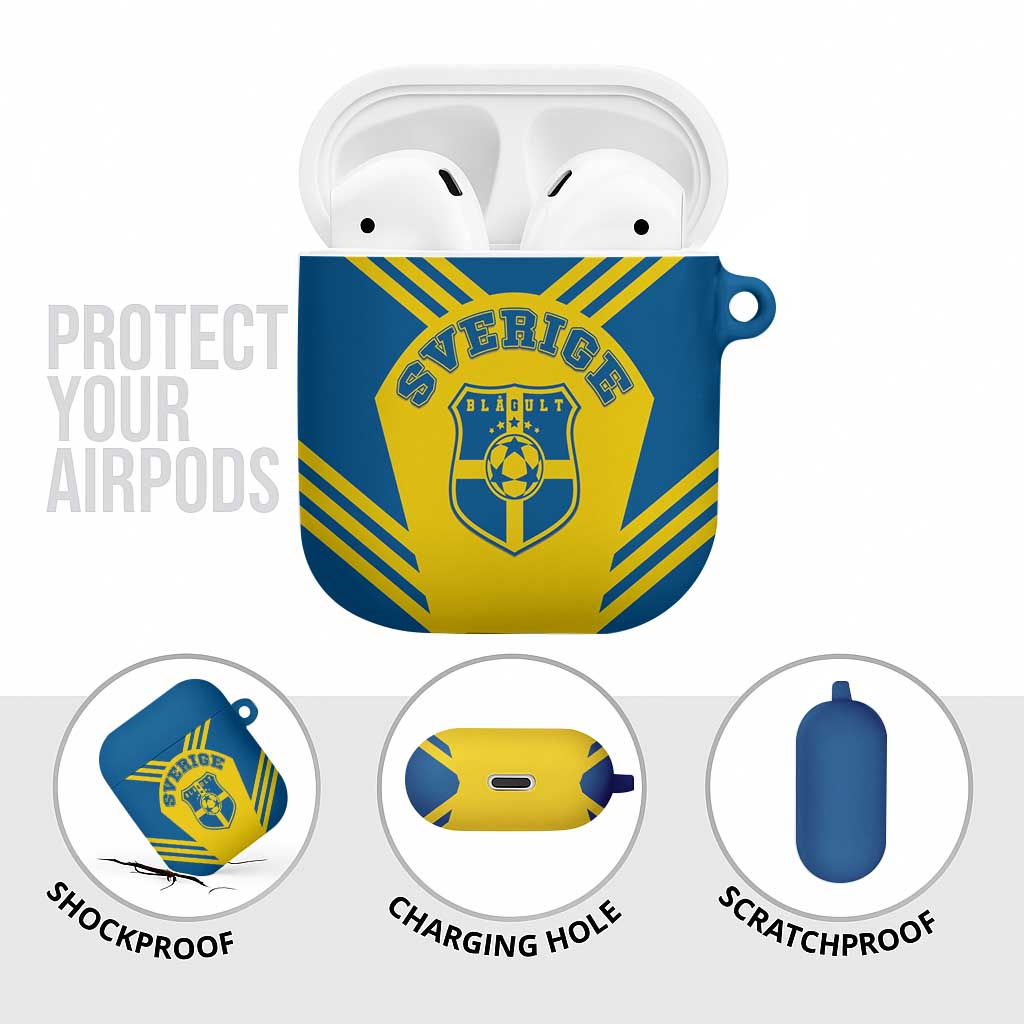 Football 2026 Sweden AirPods Case Sverige Blagult Sporty Style