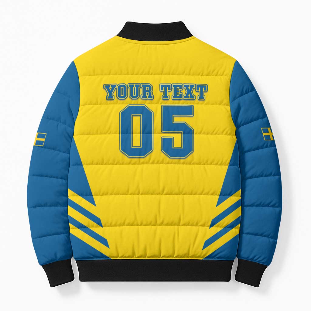Custom Football 2026 Sweden Bomber Puffer Jacket Sverige Blagult Sporty Style